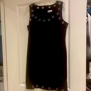 Calvin Klein Black Sheath Dress with Silver Accents
